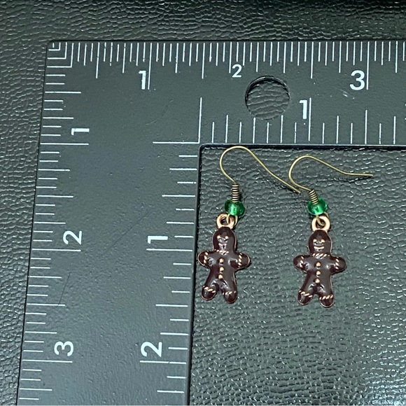 Enameled Gingerbread Christmas Earrings - Picture 7 of 11